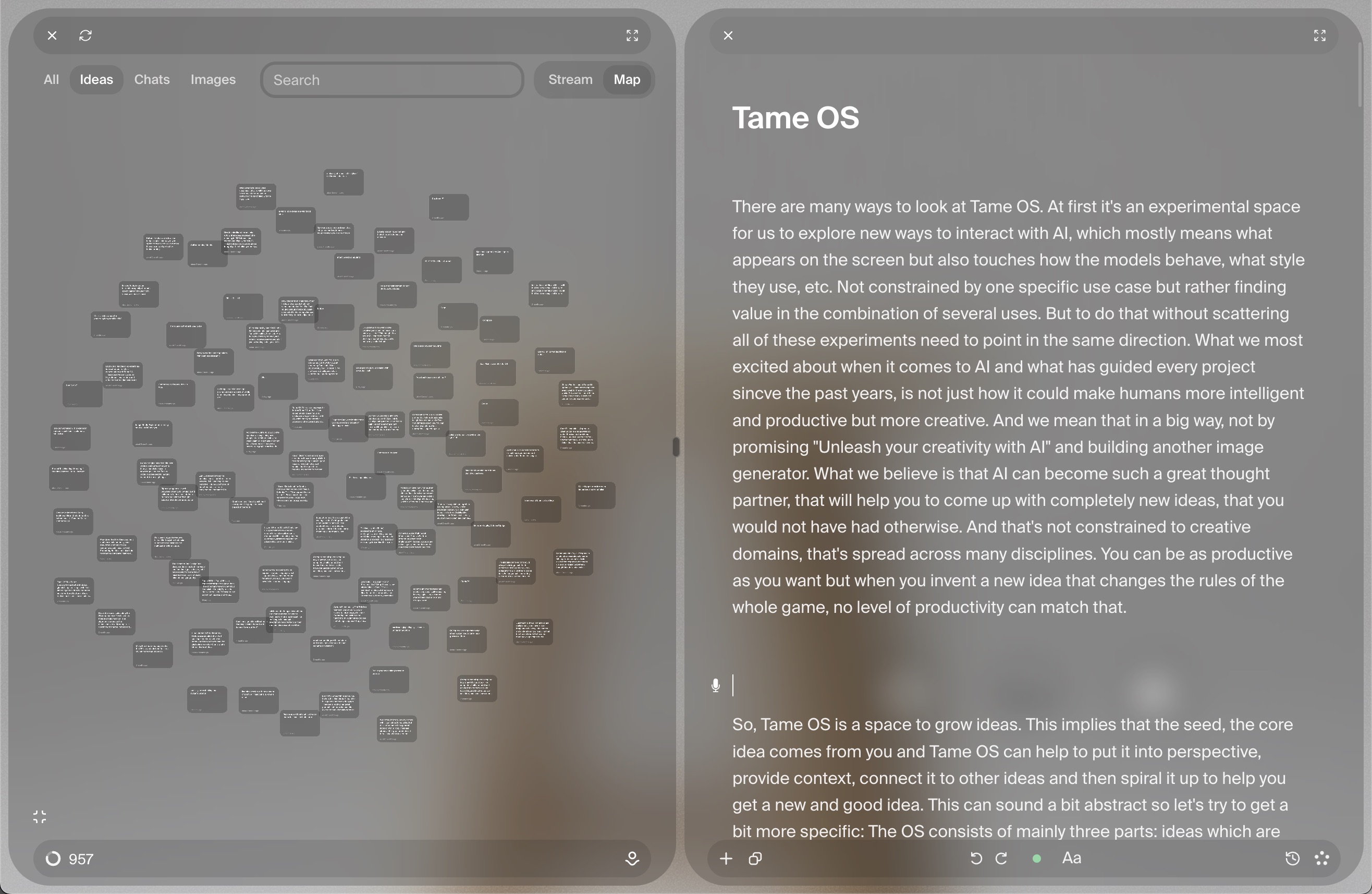 Text editing with the semantic file map in split view